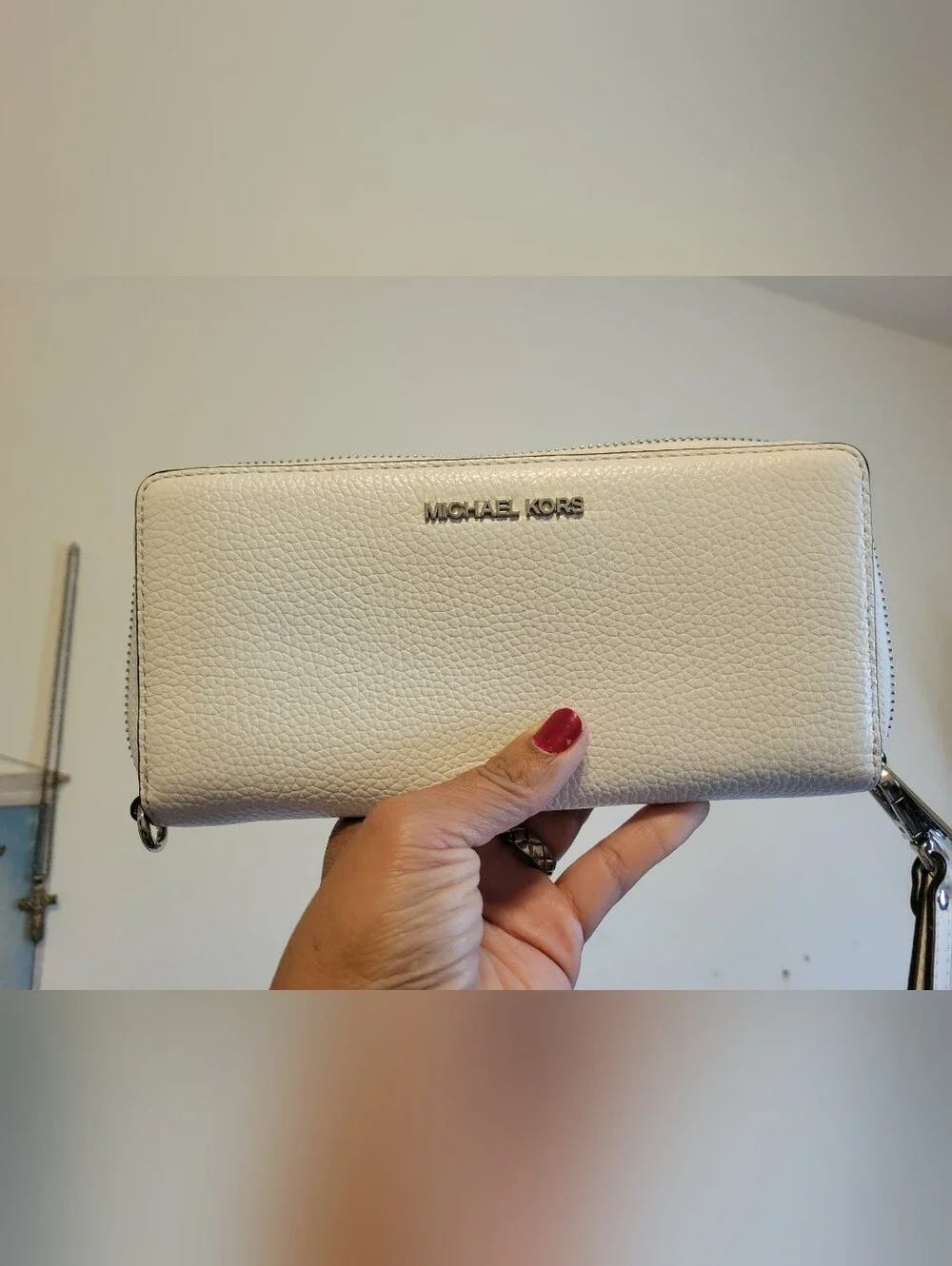 Michael Kors Chalk White Leather Tote and Wallet Set